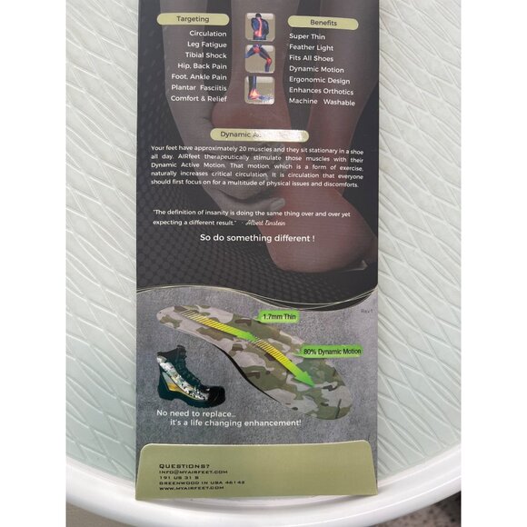 Airfeet Camo Outdoor O2 Insoles XL Dynamic Motion Comfort Standing Walking NEW - Picture 6 of 9